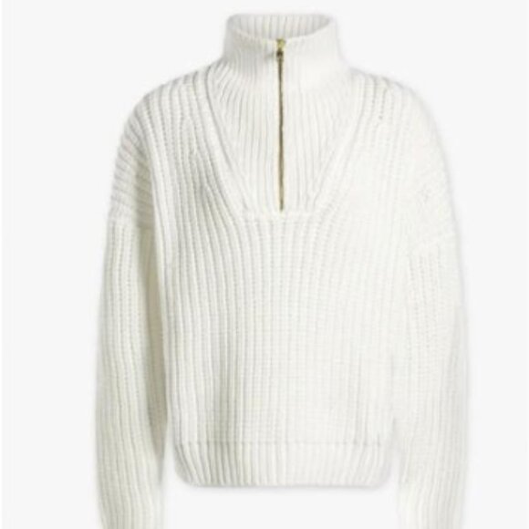 Varley Natalia Half-Zip Sweater Cream SZ Large NWOT